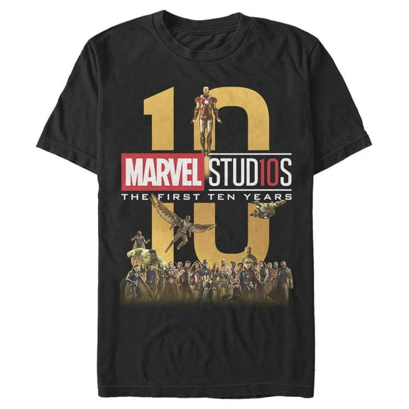 Men's Marvel Studios First Ten Years Full Cast Graphic Tee Black Small