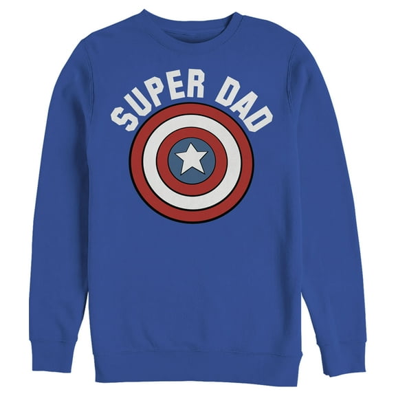 Men's Marvel Super Dad Captain America Shield  Sweatshirt Royal Blue 3X Large