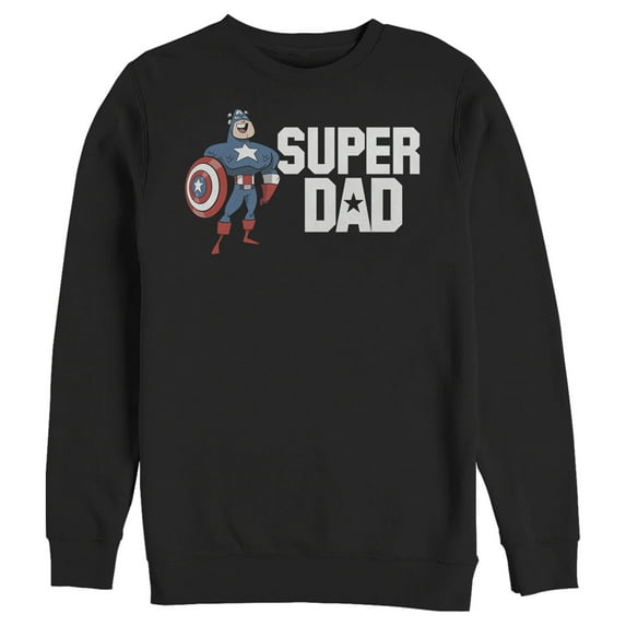 Men's Marvel Super Dad Cartoon Captain America Sweatshirt Black 2X Large