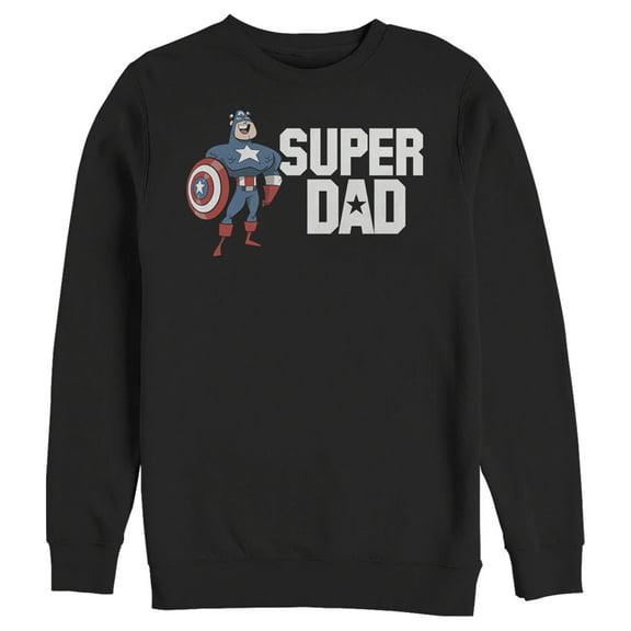 Men's Marvel Super Dad Cartoon Captain America Sweatshirt Black Small