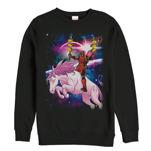 Men's Marvel Taco Deadpool on Space Unicorn Sweatshirt Black Large