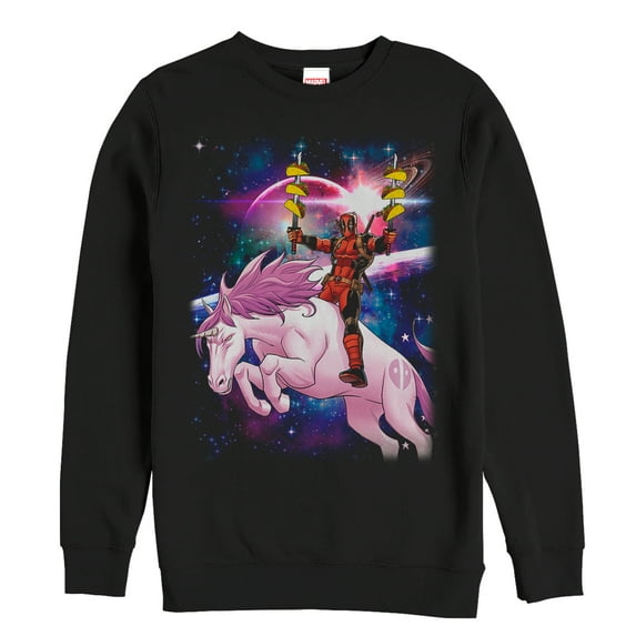 Men's Marvel Taco Deadpool on Space Unicorn Sweatshirt Black Small