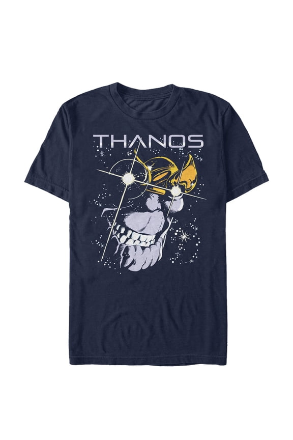 Men's Marvel Thanos Eyes Graphic Tee Navy Blue 3X Large