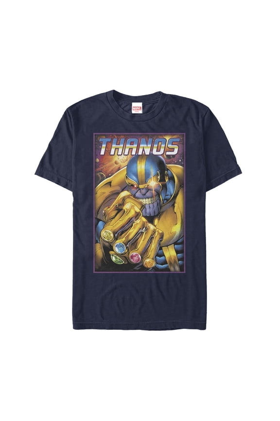 Men's Marvel Thanos Galactic Mad Titan  Graphic Tee Navy Blue 2X Large
