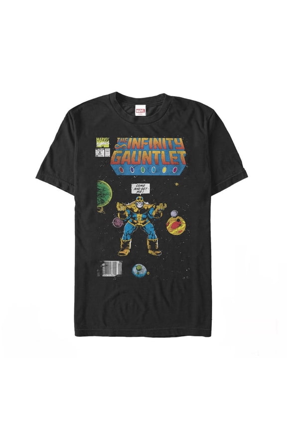 Men's Marvel Thanos Infinity Gauntlet Comic Book  Graphic Tee Black 2X Large