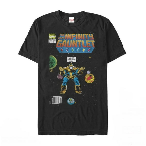 Men's Marvel Thanos Infinity Gauntlet Comic Book  Graphic Tee Black 4X Large