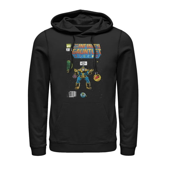 Men's Marvel Thanos Infinity Gauntlet Comic Book Pull Over Hoodie Black Small