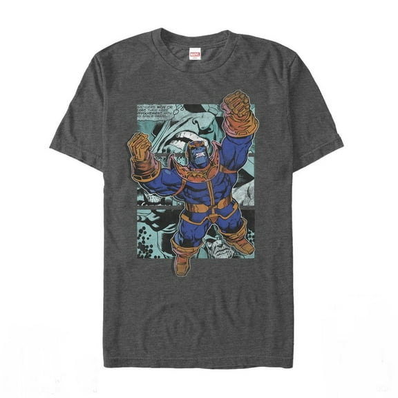 Men's Marvel Thanos Panel Graphic Tee Charcoal Heather Medium