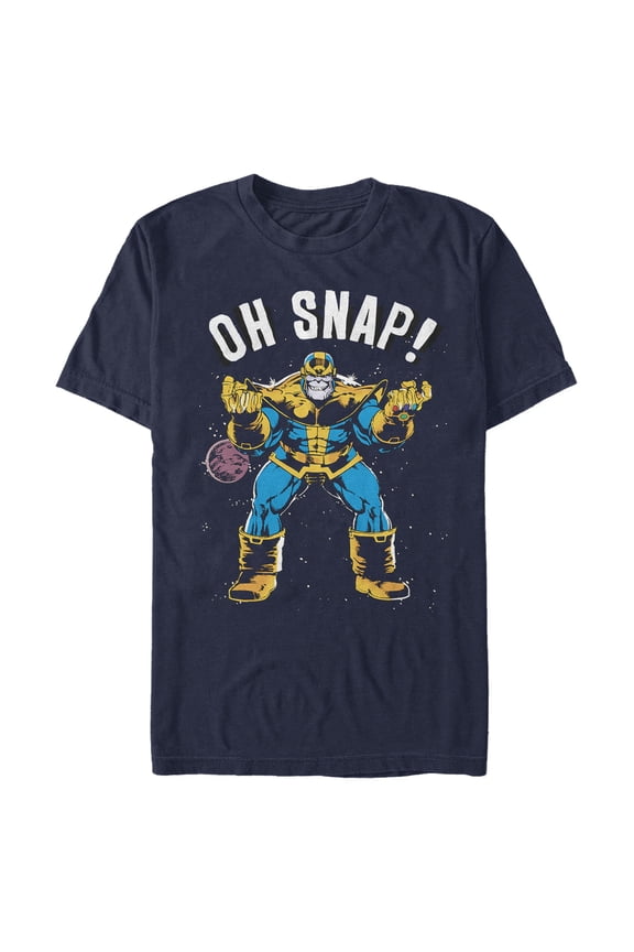 Men's Marvel Thanos Retro Oh Snap  Graphic Tee Navy Blue 2X Large