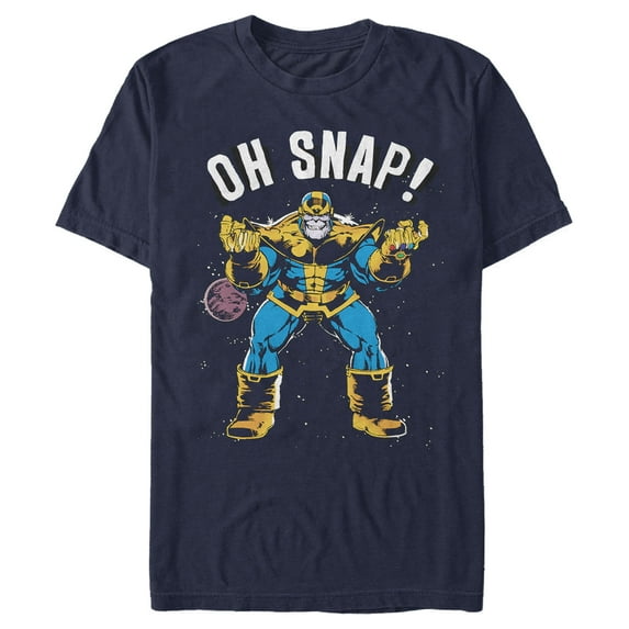 Men's Marvel Thanos Retro Oh Snap Graphic Tee Navy Blue 2X Large