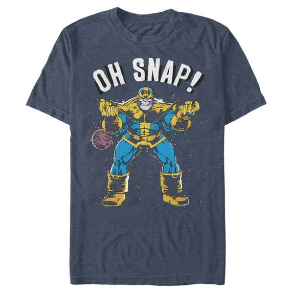 Men's Marvel Thanos Retro Oh Snap Graphic Tee Navy Blue Heather 2X Large