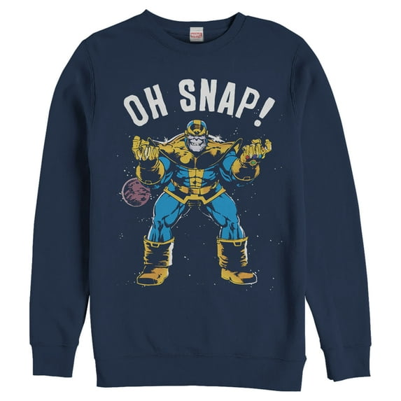 Men's Marvel Thanos Retro Oh Snap Sweatshirt Navy Blue X Large