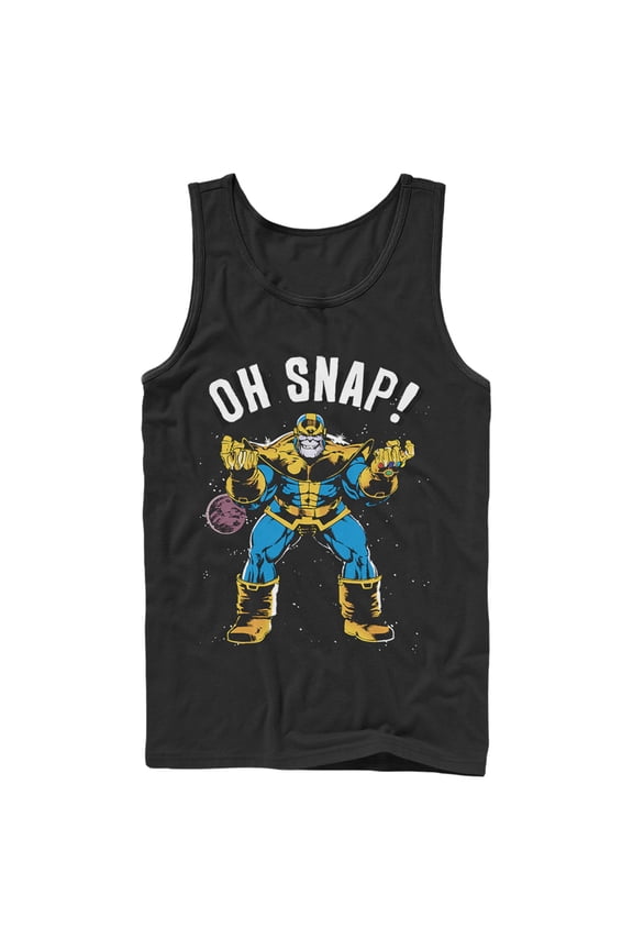 Men's Marvel Thanos Retro Oh Snap  Tank Top Black Medium