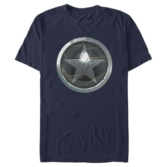 Men's Marvel The Falcon and the Winter Soldier Bucky Logo Graphic Tee Navy Blue Medium