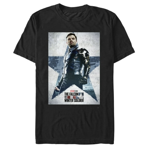 Men's Marvel The Falcon and the Winter Soldier Bucky Poster Graphic Tee Black Medium