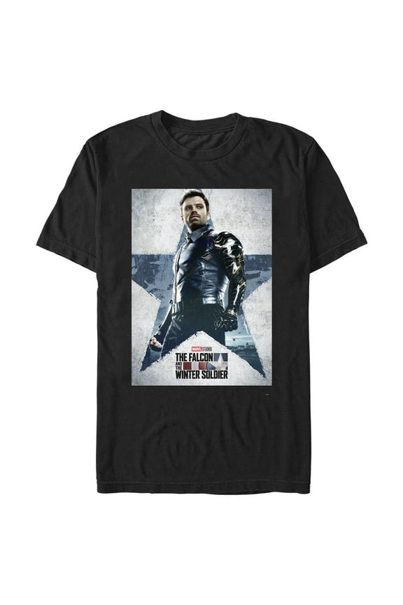 Men's Marvel The Falcon and the Winter Soldier Bucky Poster Graphic Tee Black Medium