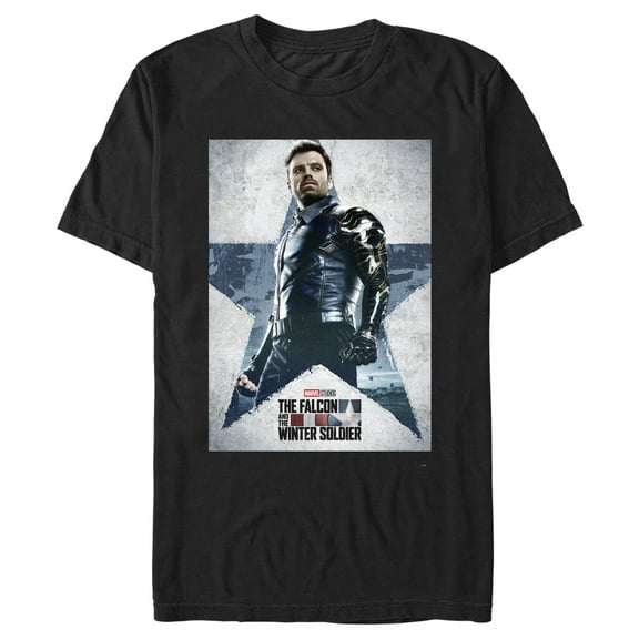 Men's Marvel The Falcon and the Winter Soldier Bucky Poster  Graphic Tee Black Small
