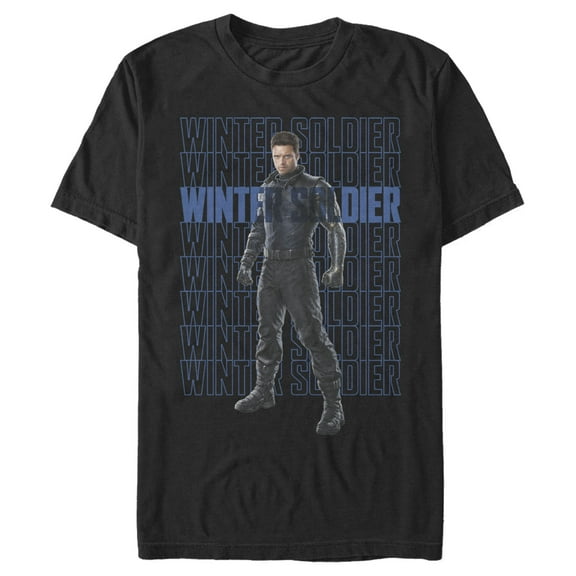 Men's Marvel The Falcon and the Winter Soldier Bucky Repeating  Graphic Tee Black 2X Large