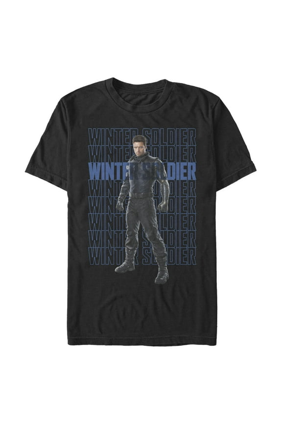 Men's Marvel The Falcon and the Winter Soldier Bucky Repeating Graphic Tee Black Large