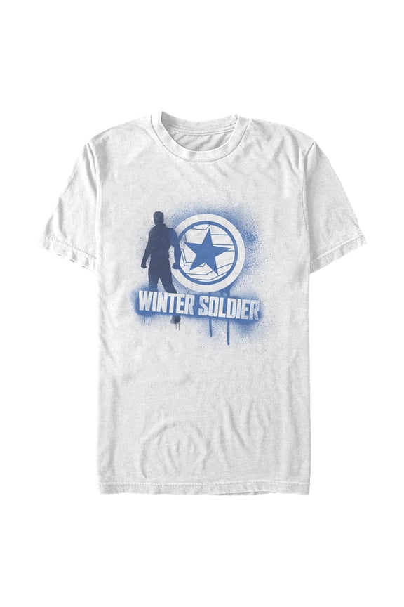 Men's Marvel The Falcon and the Winter Soldier Bucky Spray Paint Graphic Tee White Large