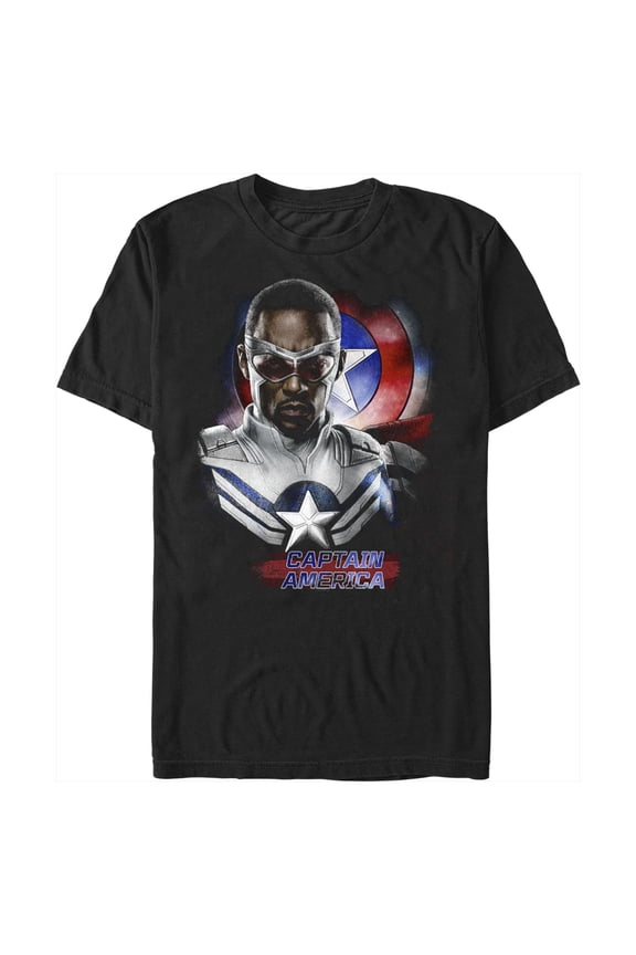Men's Marvel The Falcon and the Winter Soldier Captain America Pose Sam Graphic Tee Black Large