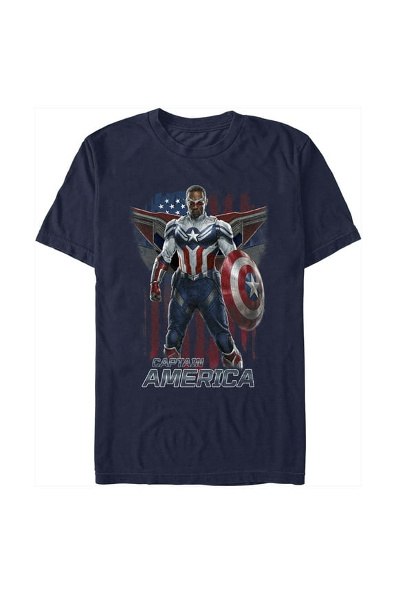 Men's Marvel The Falcon and the Winter Soldier Captain America Ready Graphic Tee Navy Blue 2X Large
