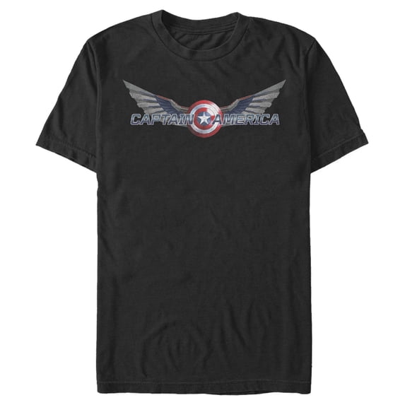 Men's Marvel The Falcon and the Winter Soldier Captain America Shield with Wings Graphic Tee Black Small