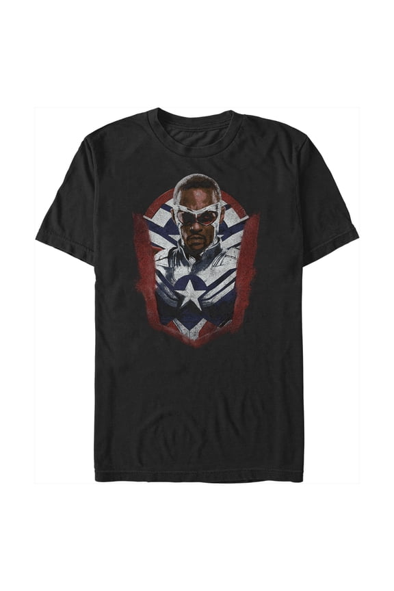 Men's Marvel The Falcon and the Winter Soldier Captain America Suit Sam Graphic Tee Black 2X Large
