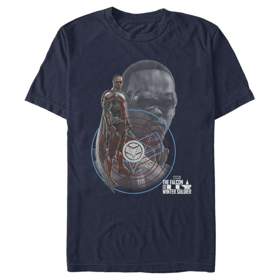 Men's Marvel The Falcon and the Winter Soldier Close-Up Falcon Graphic Tee Navy Blue 2X Large