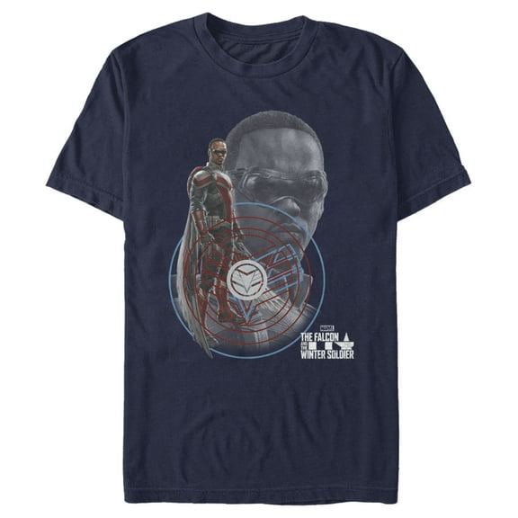 Men's Marvel The Falcon and the Winter Soldier Close-Up Falcon Graphic Tee Navy Blue Large