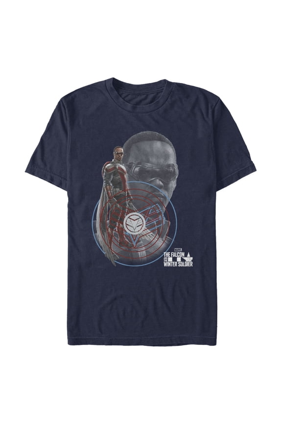 Men's Marvel The Falcon and the Winter Soldier Close-Up Falcon Graphic Tee Navy Blue Large