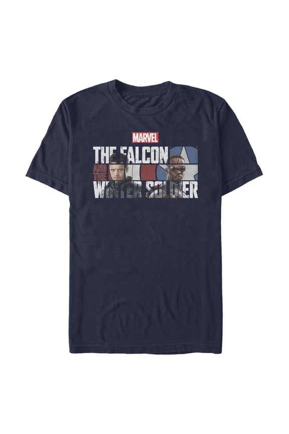 Men's Marvel The Falcon and the Winter Soldier Photo Logo  Graphic Tee Navy Blue Medium