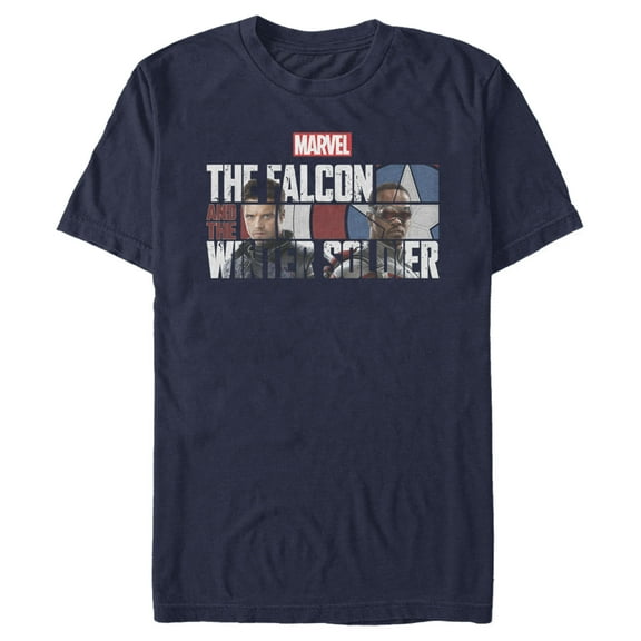 Men's Marvel The Falcon and the Winter Soldier Photo Logo  Graphic Tee Navy Blue Small