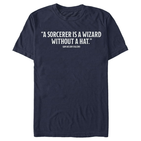 Men's Marvel The Falcon and the Winter Soldier Wizard Without a Hat Graphic Tee Navy Blue Large