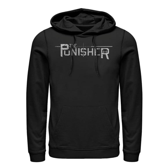Men's Marvel The Punisher Logo  Pull Over Hoodie Black 2X Large