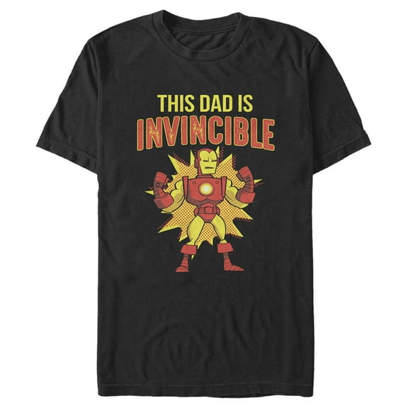 Men's Marvel This Dad is Invincible Cartoon Iron Man Graphic Tee Black Small
