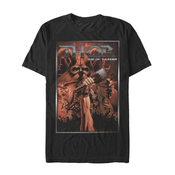 Men's Marvel Thor Artistic Poster  Graphic Tee Black Small