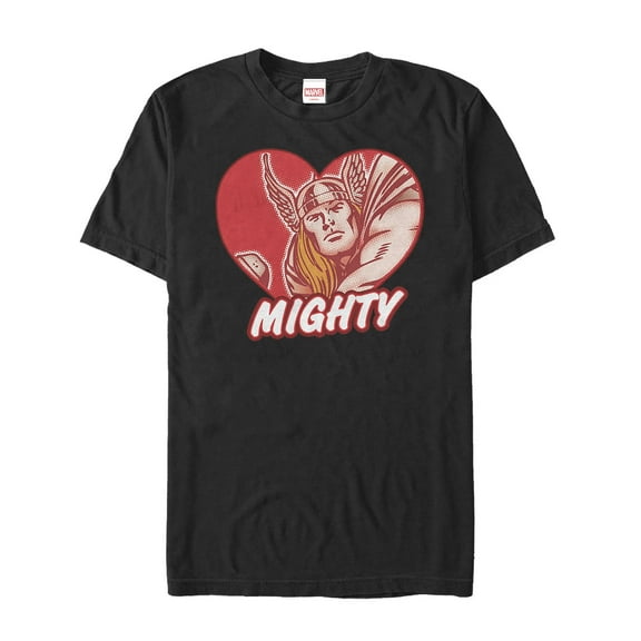 Men's Marvel Thor Be Mighty Heart  Graphic Tee Black 3X Large