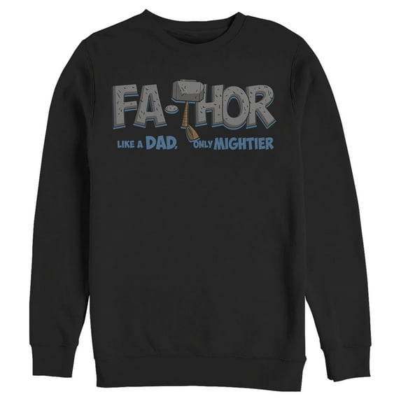 Men's Marvel Thor Fa-Thor Like a Dad Only Mightier Sweatshirt Black 2X Large