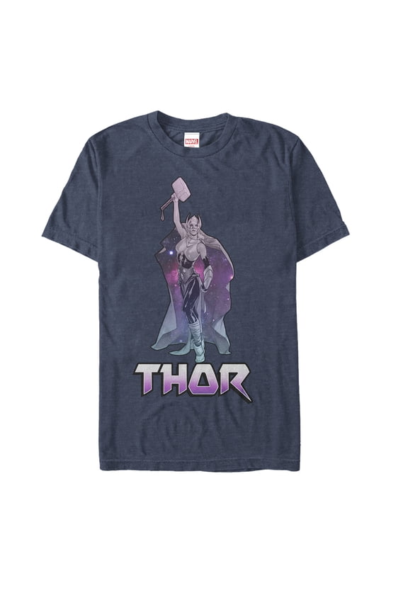 Men's Marvel Thor Galaxy  Graphic Tee Navy Blue Heather Large