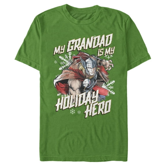 Men's Marvel Thor Grandad Holiday Hero Graphic Tee Kelly Green 3X Large