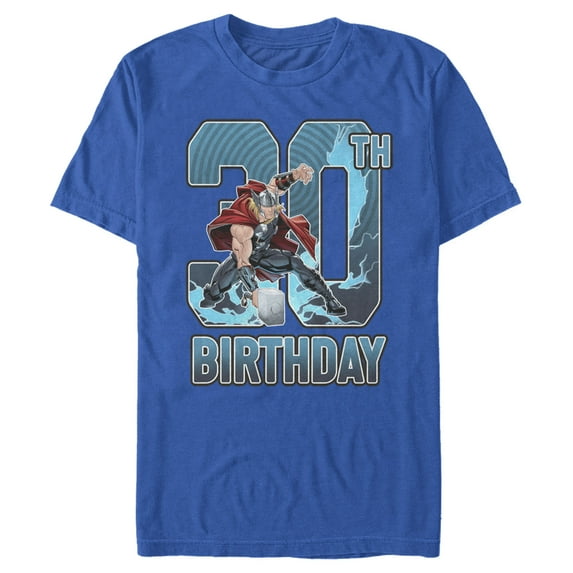Men's Marvel Thor Hammer 30th Birthday Graphic Tee Royal Blue 3X Large