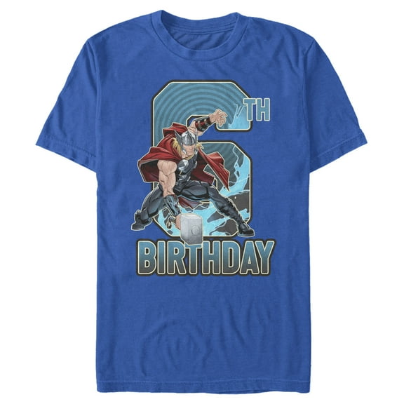 Men's Marvel Thor Hammer 6th Birthday  Graphic Tee Royal Blue 3X Large
