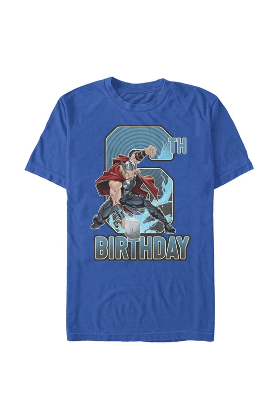 Men's Marvel Thor Hammer 6th Birthday  Graphic Tee Royal Blue Medium