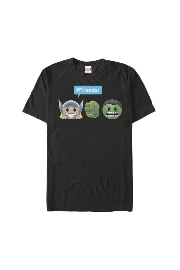 Men's Marvel Thor Hulk Friend Emoticon Graphic Tee Black Medium