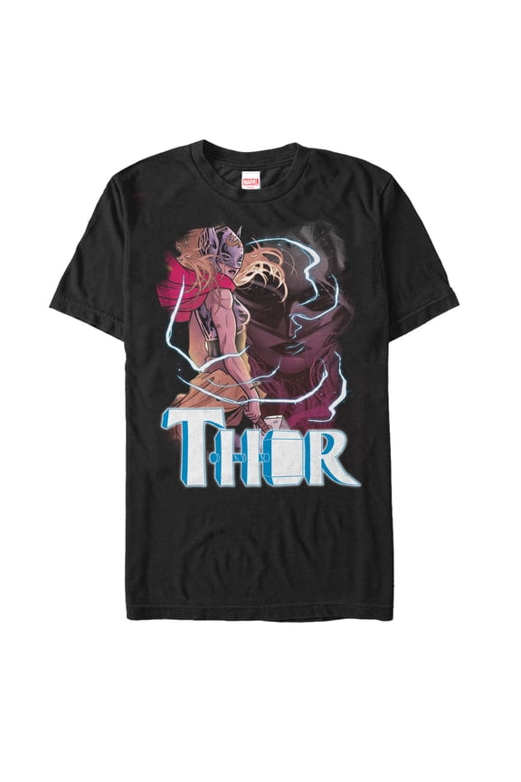 Men's Marvel Thor Lightning Graphic Tee Black Large