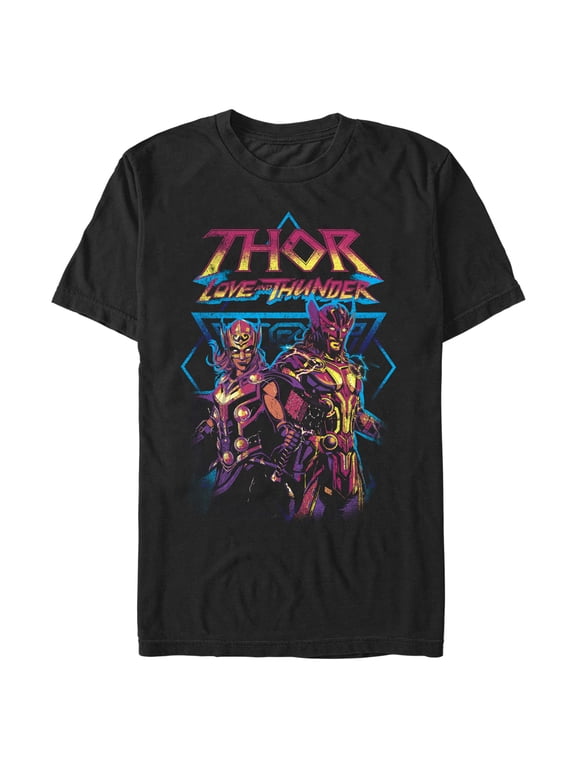 Men's Marvel: Thor: Love and Thunder Distressed Main Characters Graphic Tee Black 2X Large