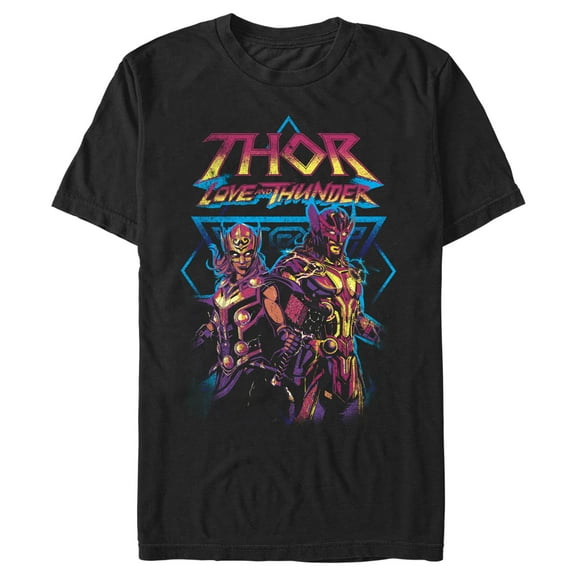 Men's Marvel: Thor: Love and Thunder Distressed Main Characters Graphic Tee Black Small
