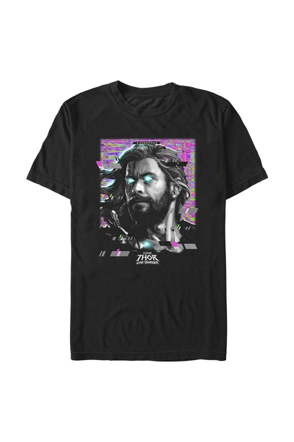 Men's Marvel: Thor: Love and Thunder Glitch Thor Graphic Tee Black Large