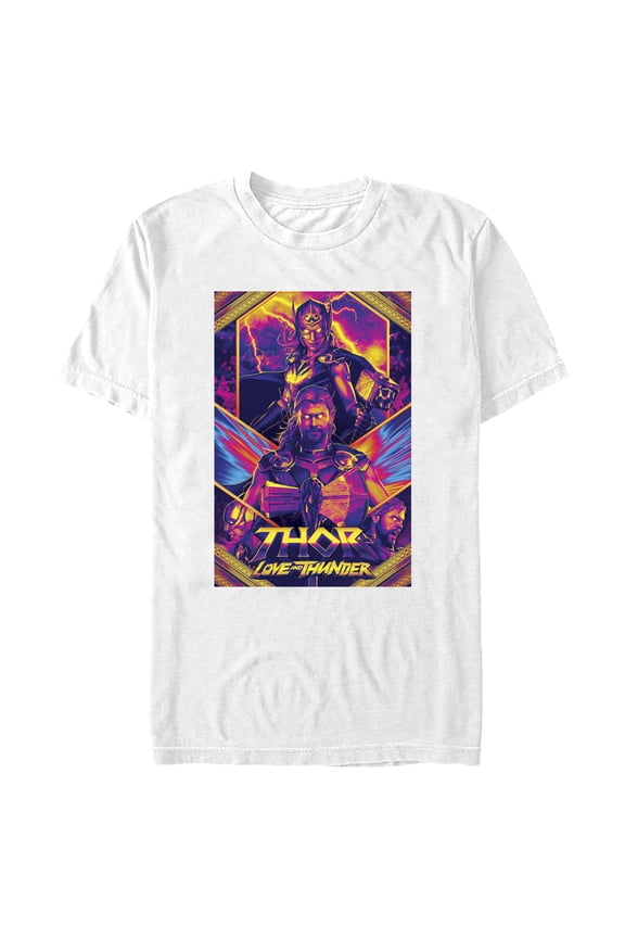 Men's Marvel: Thor: Love and Thunder Heroes Poster Graphic Tee White Small